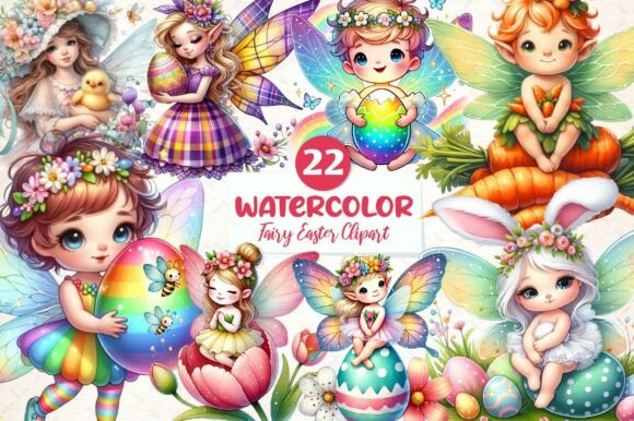 Download Cute Fairy Easter Clipart Bundle - Fairy easter Collection