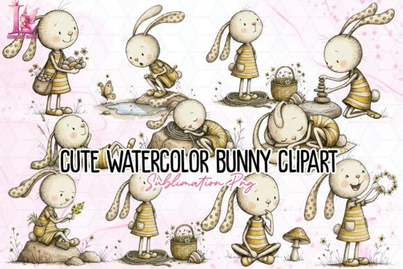 Download Cute Watercolor Bunny Clipart PNG - Watercolor bunny clipart Collection