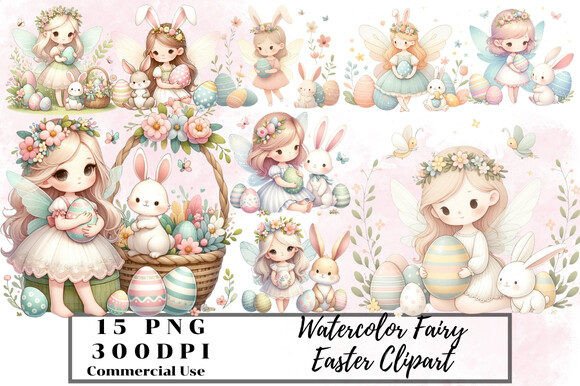 Download Watercolor Fairy Easter Clipart - Fairy easter Collection