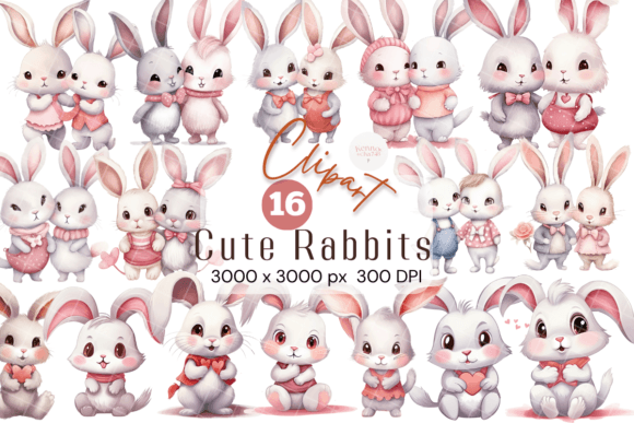 Download Watercolor Bunny Clipart for Girl - Premium Bundle